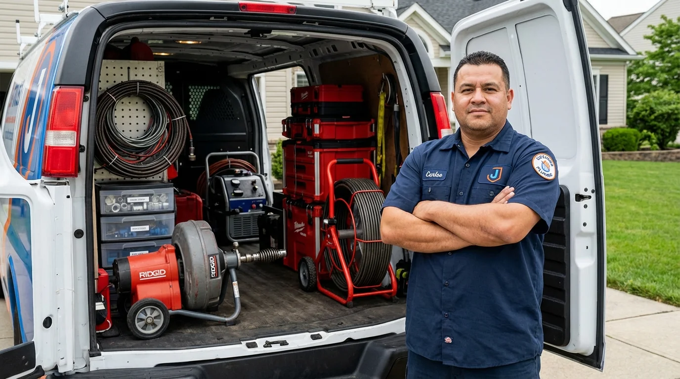 Professional drain cleaning equipment and Johns Plumbing LLC plumber in Commerce